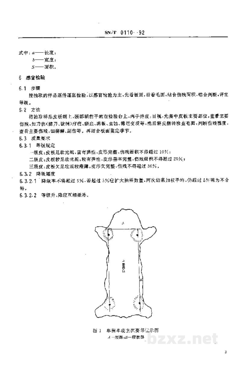 SN/T 0110-1992进口生山羊板皮、绵羊板皮检验规程 SN/T 0110-1992进口生山羊板皮、绵羊板皮检验规程