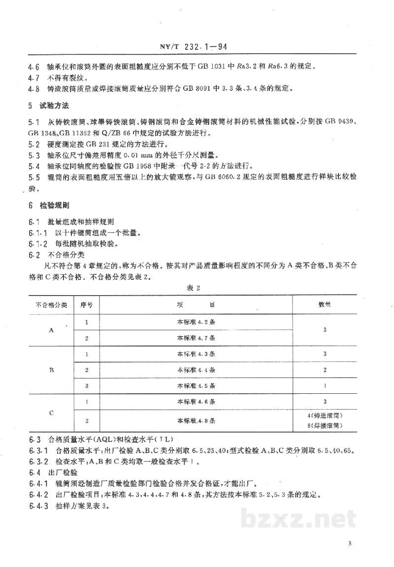 NY/T 232.1-1994制胶设备基础件 辊筒 NY/T 232.1-1994制胶设备基础件 辊筒