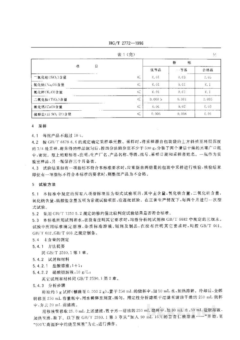 HG/T 2772-1996工业八水合二氯氧化锆 HG/T 2772-1996工业八水合二氯氧化锆