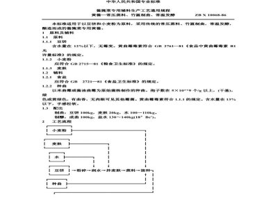 ZB X 10068-86酱腌菜专用辅料生产工艺通用规程 黄酱—常压蒸料、竹匾制曲、常温发酵