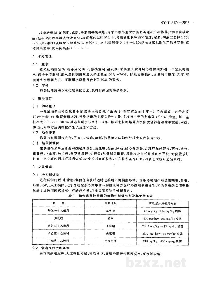 NY/T 5174-2002无公害食品 荔枝生产技术规程 NY/T 5174-2002无公害食品 荔枝生产技术规程