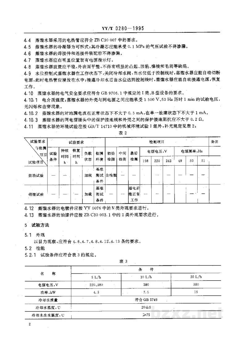 YY/T 0280-1995电热蒸馏水器 YY/T 0280-1995电热蒸馏水器