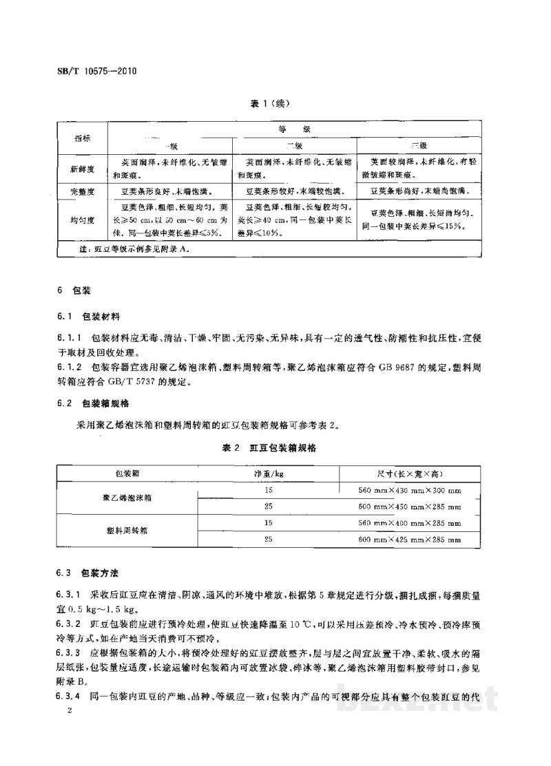 SB/T 10575-2010豇豆流通规范 SB/T 10575-2010豇豆流通规范