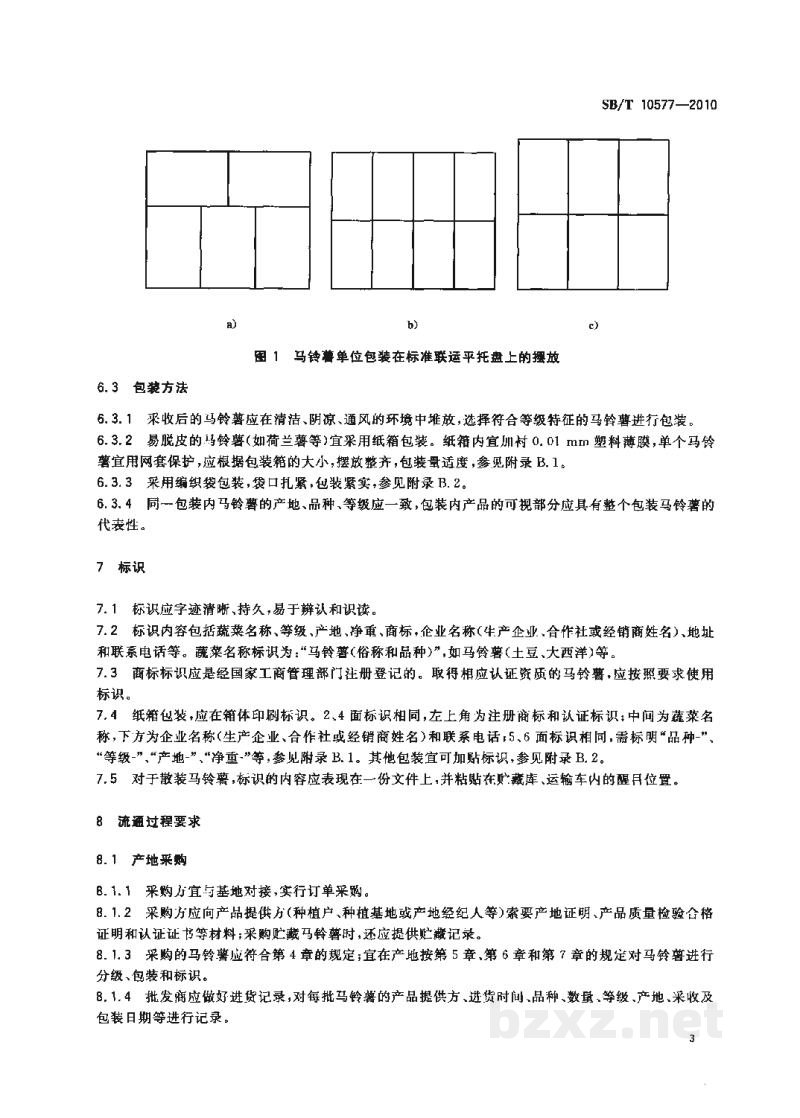 SB/T 10577-2010鲜食马铃薯流通规范 SB/T 10577-2010鲜食马铃薯流通规范