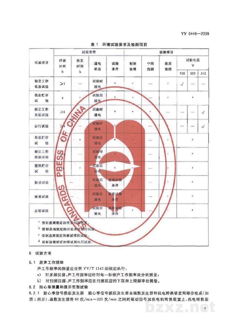 YY 0449-2009超声多普勒胎儿监护仪 YY 0449-2009超声多普勒胎儿监护仪