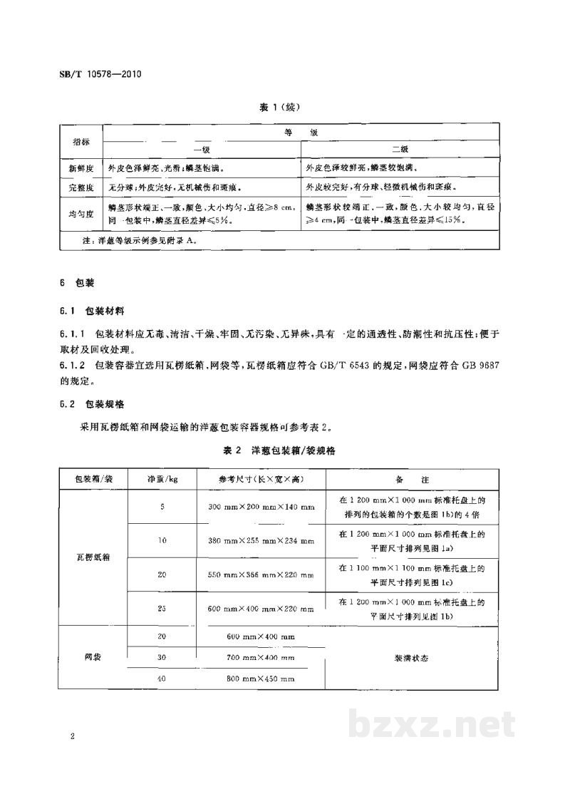 SB/T 10578-2010洋葱流通规范 SB/T 10578-2010洋葱流通规范