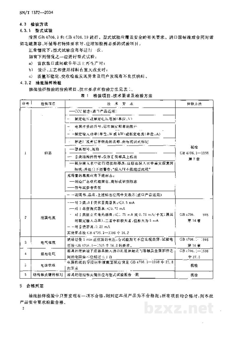 SN/T 1372-2004进出口液体加热器具安全要求检验规程 SN/T 1372-2004进出口液体加热器具安全要求检验规程