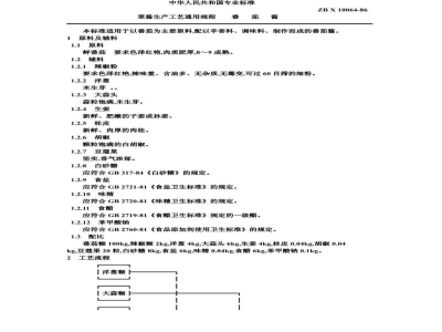 ZB X 10064-86菜酱生产工艺通用规程 番茄酱