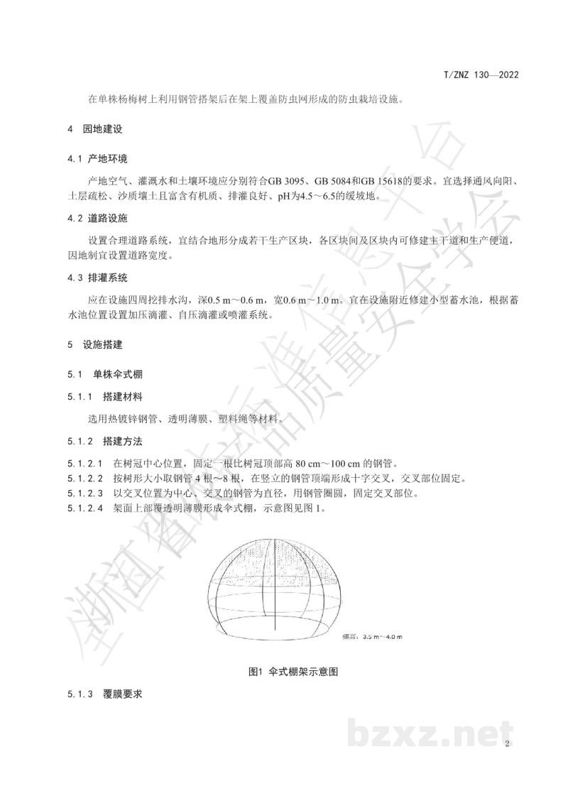 T/ZNZ 130-2022杨梅设施栽培技术规范 T/ZNZ 130-2022杨梅设施栽培技术规范