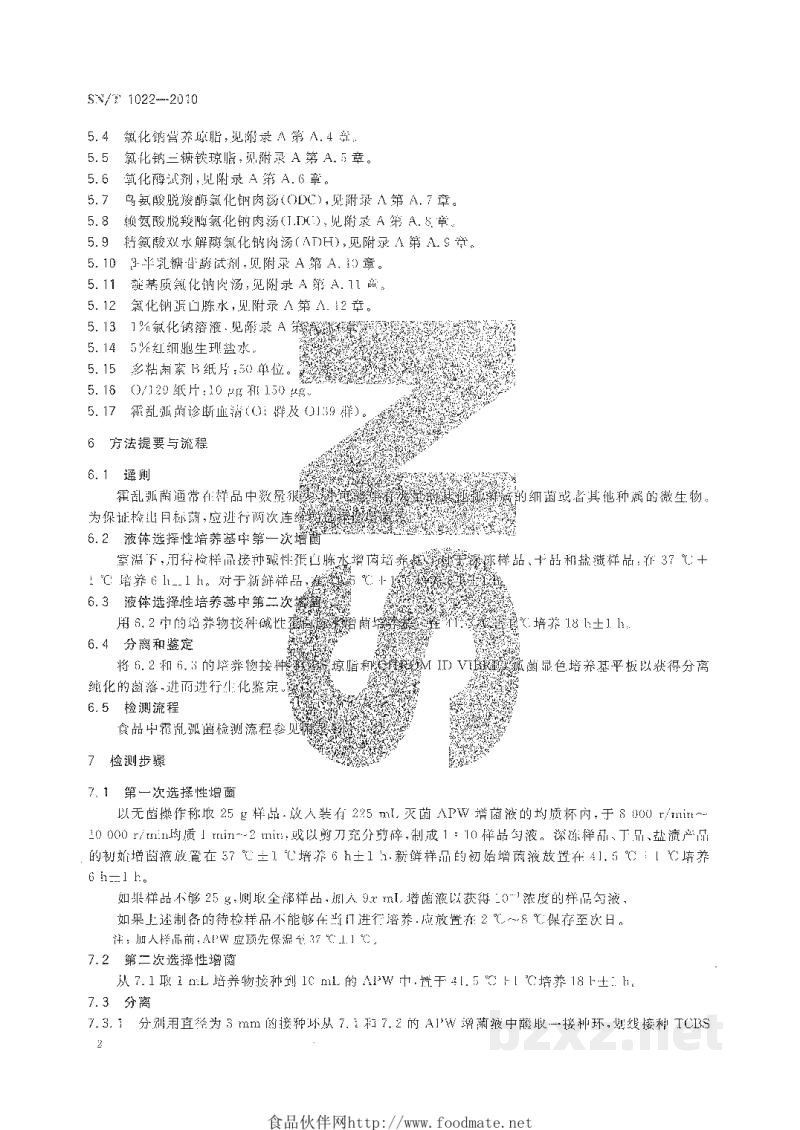 SN/T 1022-2010进出口食品中霍乱弧菌检验方法 SN/T 1022-2010进出口食品中霍乱弧菌检验方法