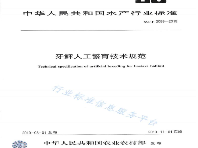 SC/T 2099-2019牙鲆人工繁育技术规范