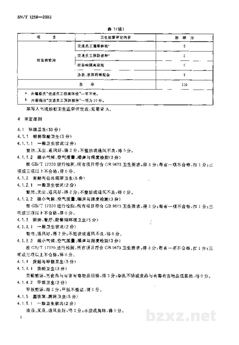 SN/T 1258-2003入出境船舶卫生监督评定标准 SN/T 1258-2003入出境船舶卫生监督评定标准