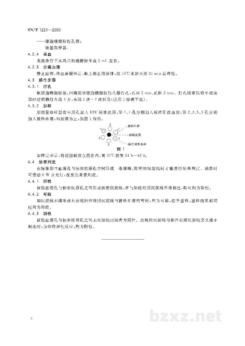 SN/T 1221-2003鸡传染性支气管炎抗体检测方法 琼脂免疫扩散试验 SN/T 1221-2003鸡传染性支气管炎抗体检测方法 琼脂免疫扩散试验