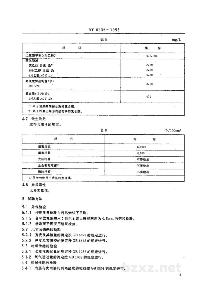 YY 0236-1996药品包装用复合膜(通则)