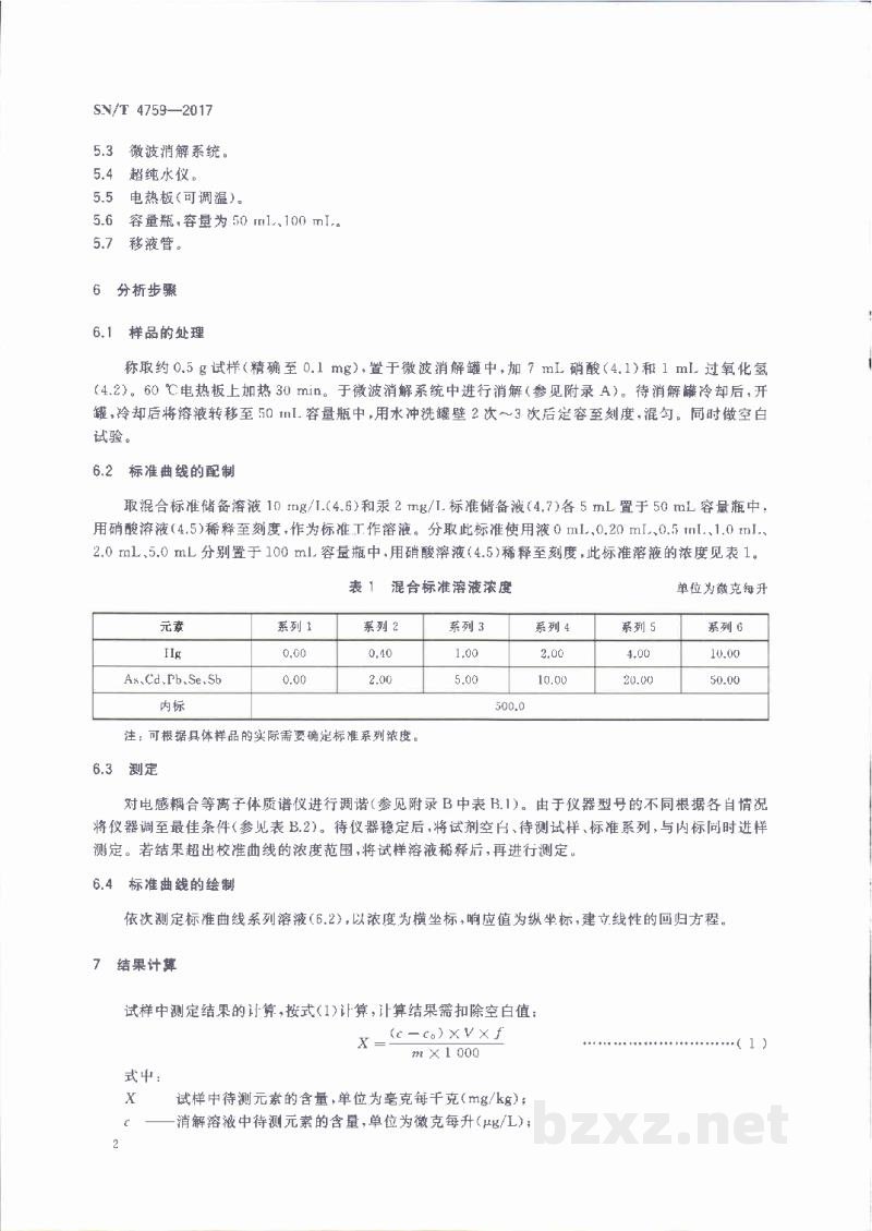 SN/T 4759-2017进口食品级润滑油(脂)中锑、砷、镉、铅、汞、硒元素的测定方法　电感耦合等离子体质谱(ICP-MS)法