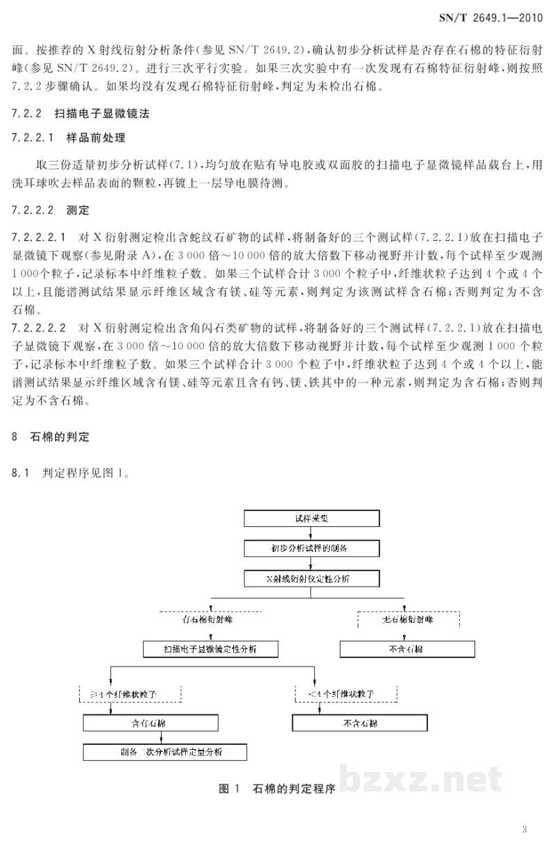SN/T 2649.1-2010进出口化妆品中石棉的测定　第1部分：X射线衍射-扫描电子显微镜法