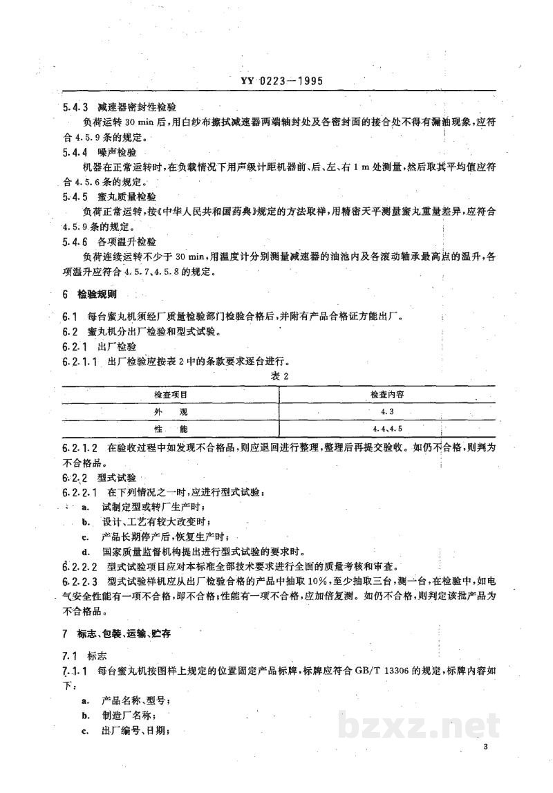 YY 0223-1995蜜丸机 YY 0223-1995蜜丸机