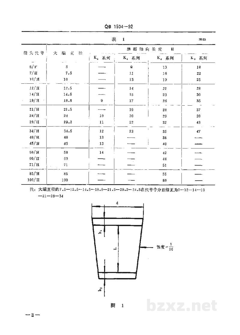 QB 1504-1992实验室玻璃仪器互换锥形磨砂接头 QB 1504-1992实验室玻璃仪器互换锥形磨砂接头