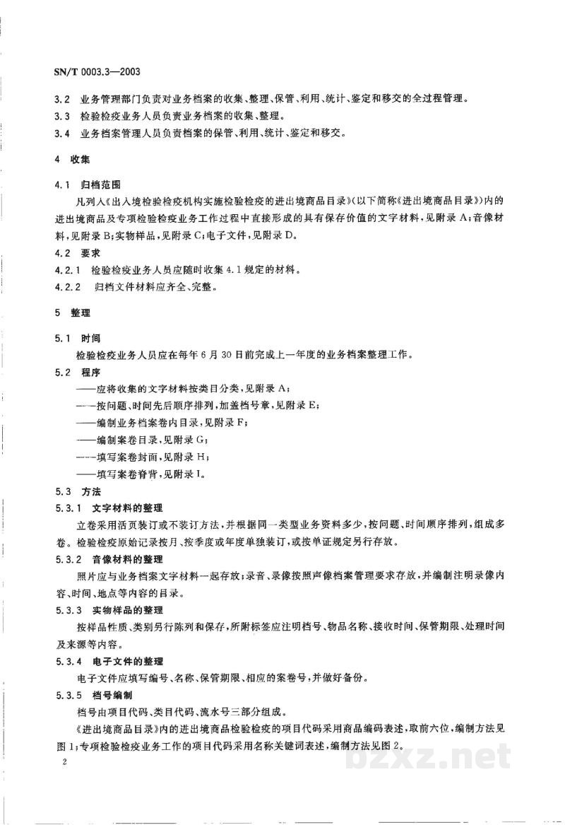 SN/T 0003.3-2003出入境检验检疫业务档案管理规范 SN/T 0003.3-2003出入境检验检疫业务档案管理规范