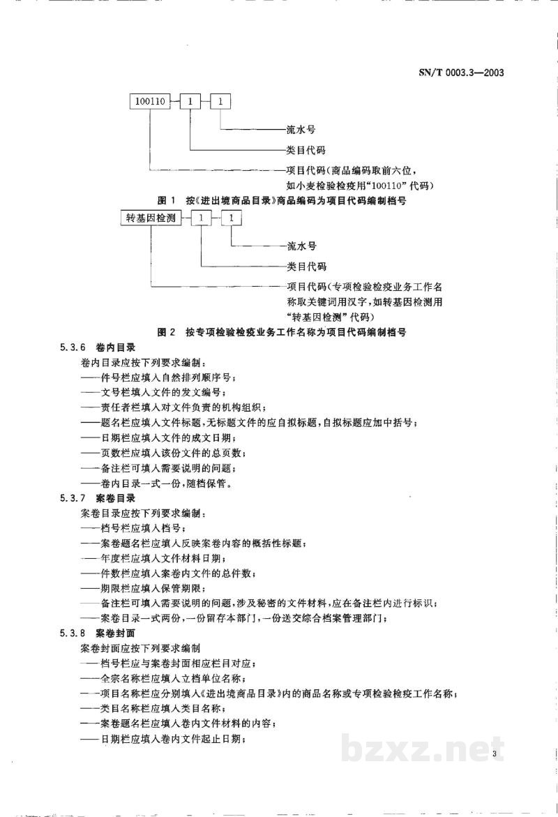 SN/T 0003.3-2003出入境检验检疫业务档案管理规范 SN/T 0003.3-2003出入境检验检疫业务档案管理规范