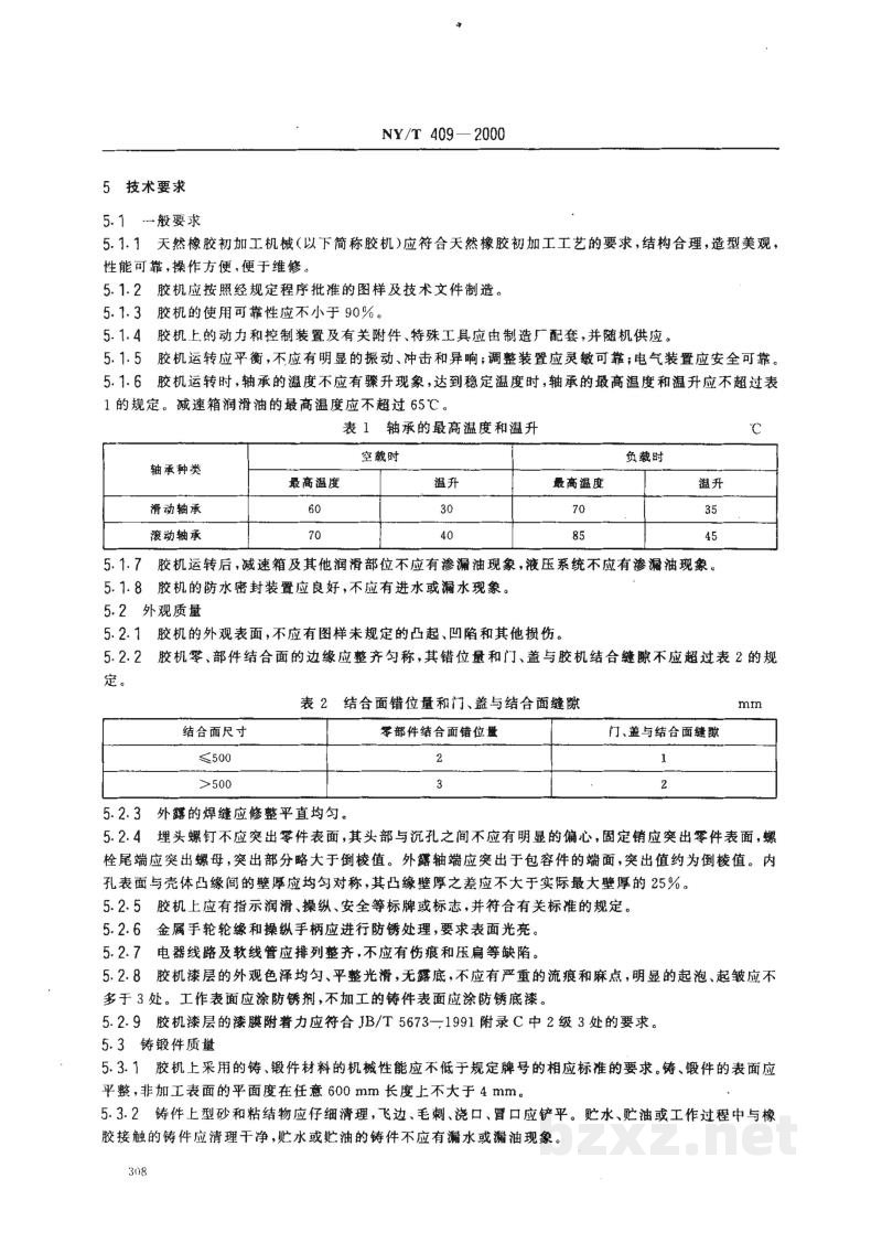 NY/T 409-2000天然橡胶初加工机械通用技术条件