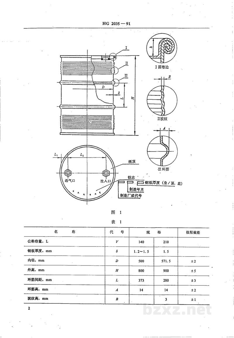 HG 2035-1991黄磷包装桶技术条件 HG 2035-1991黄磷包装桶技术条件