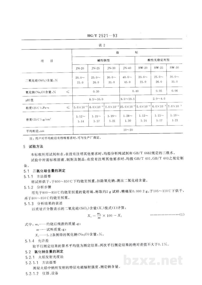 HG/T 2521-1993工业硅溶胶 HG/T 2521-1993工业硅溶胶