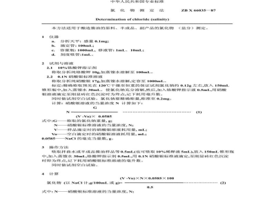 ZB X 66035-1987氯化物测定法