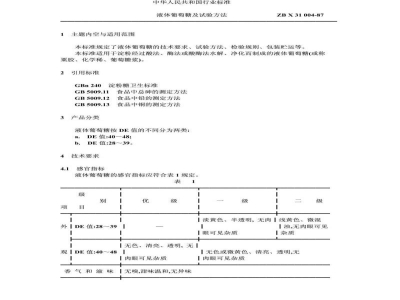 ZB X 31004-1987液体葡萄糖及试验方法