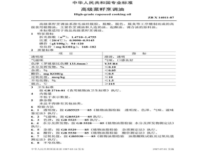ZB X 14011-1987高级菜籽烹调油