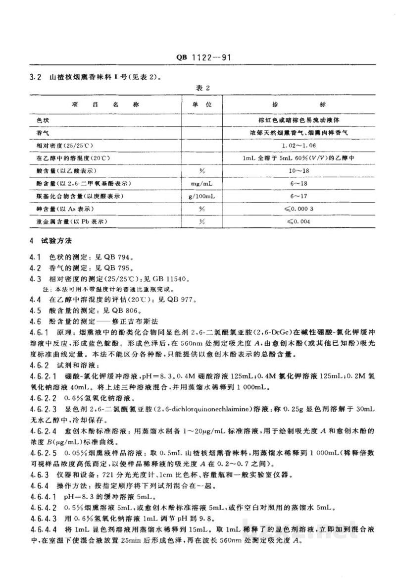 QB 1122-1991食品添加剂 山楂核烟熏香味料I号、II号 QB 1122-1991食品添加剂 山楂核烟熏香味料I号、II号