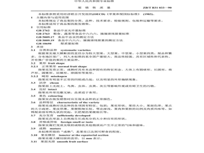 ZB/T B31 033-1990梨销售质量