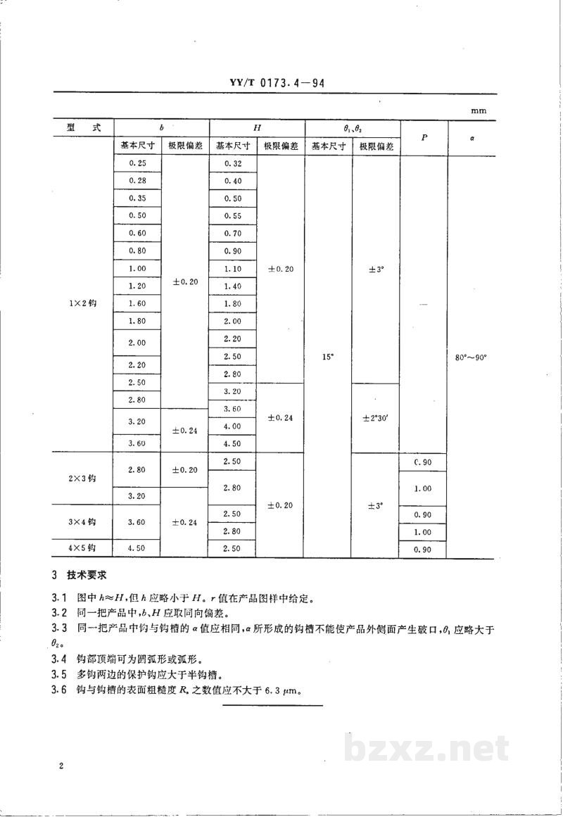 YY/T 0173.4-1994手术器械 唇头钩 YY/T 0173.4-1994手术器械 唇头钩