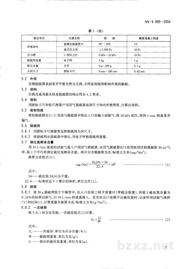 NY/T 859-2004户用沼气脱硫器 NY/T 859-2004户用沼气脱硫器