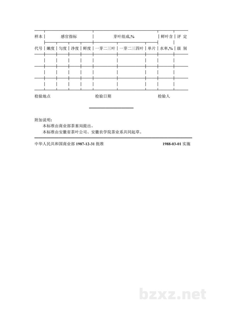 ZB B 35001-1988炒青绿茶 鲜叶 ZB B 35001-1988炒青绿茶 鲜叶