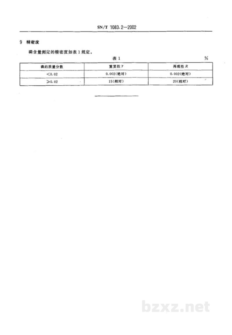 SN/T 1083.2-2002焦炭中磷含量的测定 SN/T 1083.2-2002焦炭中磷含量的测定