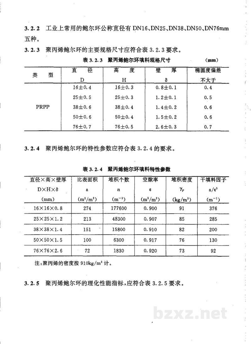 HG/T 21556.3-1995聚丙烯鲍尔环填料 