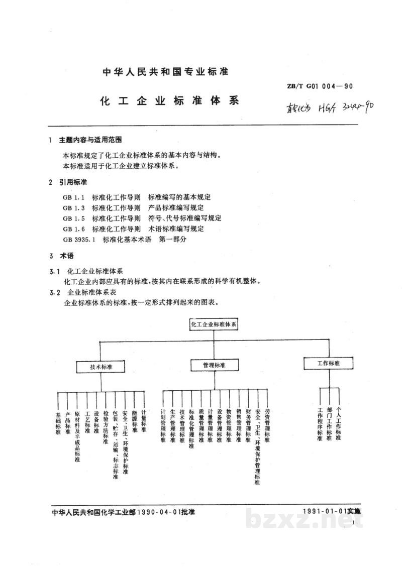 HG/T 3244-1990化工企业标准体系 HG/T 3244-1990化工企业标准体系