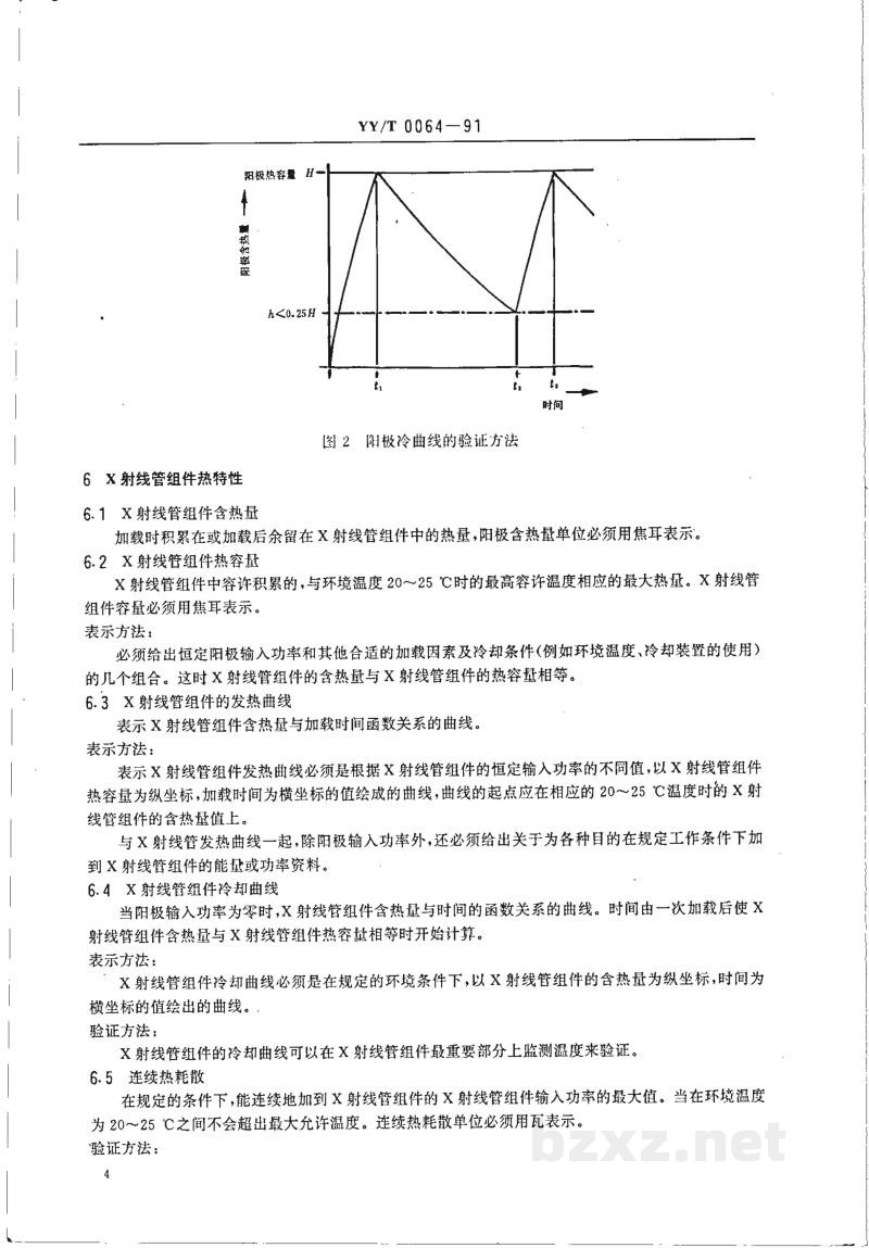 YY/T 0064-1991医用诊断旋转阳极X射线管电、热及负载特性 YY/T 0064-1991医用诊断旋转阳极X射线管电、热及负载特性