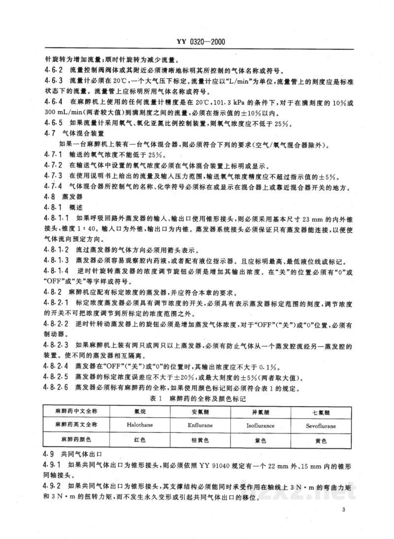 YY 0320-2000麻醉机 YY 0320-2000麻醉机