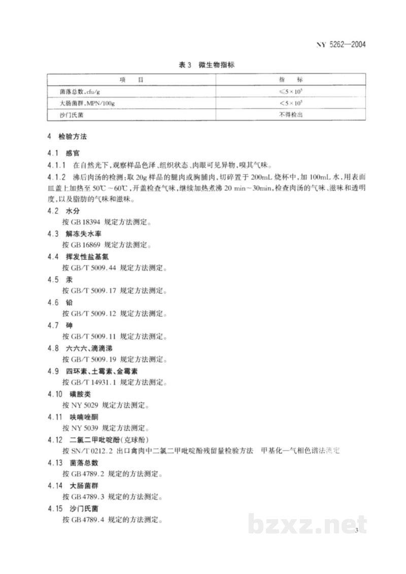 NY 5262-2004无公害食品 鸭肉 