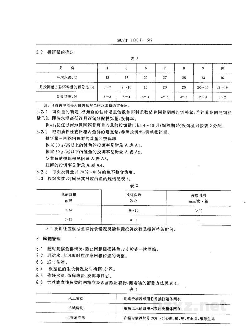 SC/T 1007-1992淡水网箱养鱼操作技术规程 SC/T 1007-1992淡水网箱养鱼操作技术规程