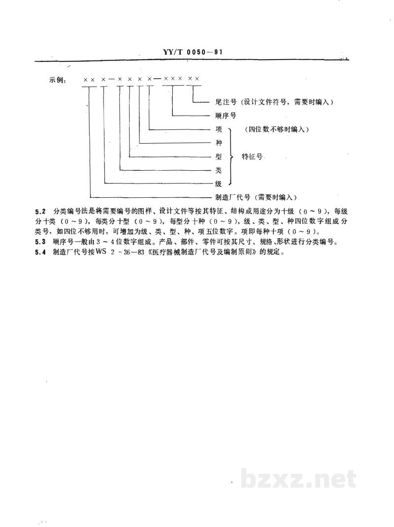 YY/T 0050-1991医疗器械产品图样及设计文件编号原则 YY/T 0050-1991医疗器械产品图样及设计文件编号原则