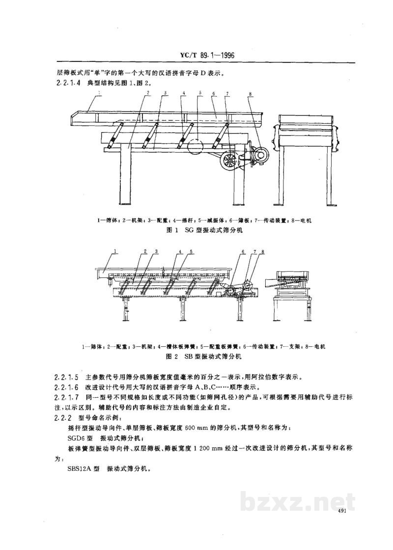 YC/T 89.1-1996烟草机械 振动式筛分机 第1部分:型式与基本参数 YC/T 89.1-1996烟草机械 振动式筛分机 第1部分:型式与基本参数