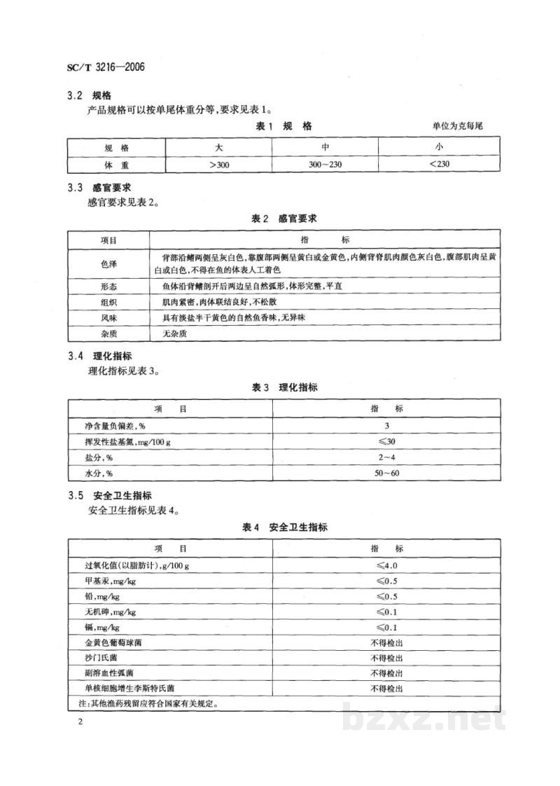 SC/T 3216-2006半干淡盐黄鱼 