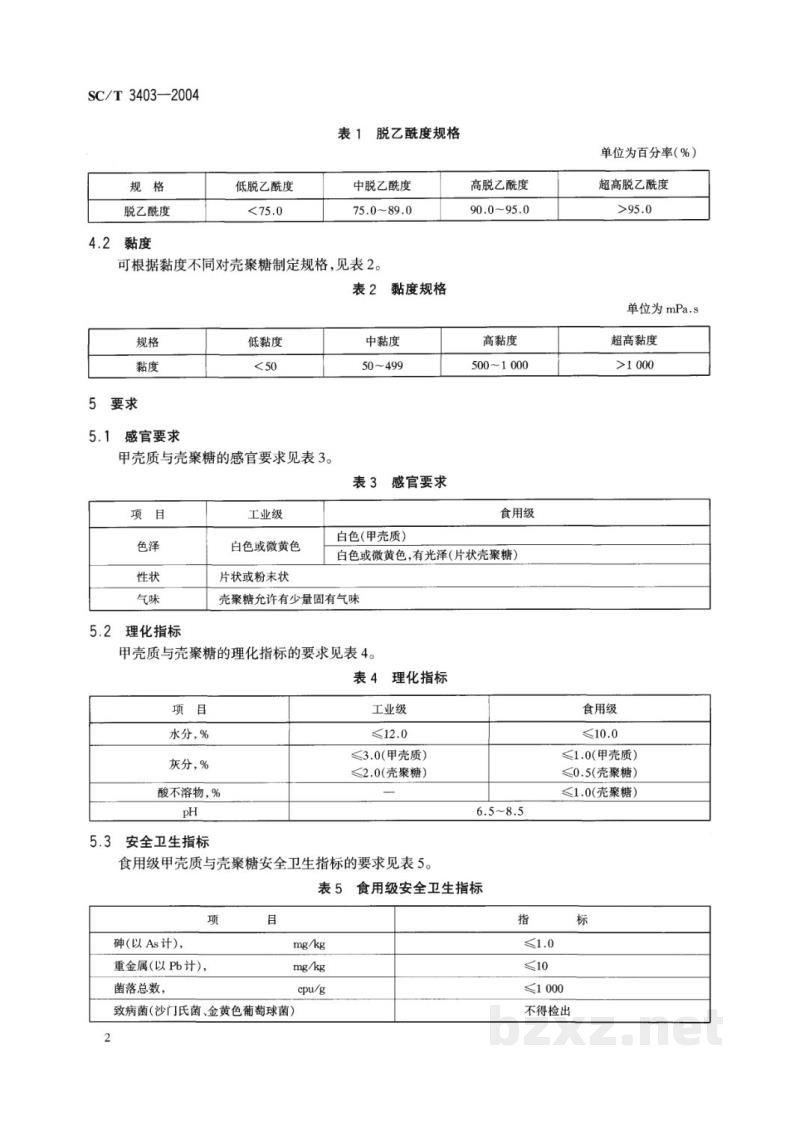 SC/T 3403-2004甲壳质与壳聚糖 SC/T 3403-2004甲壳质与壳聚糖