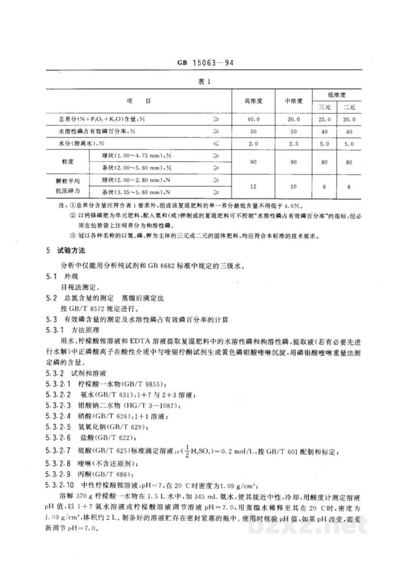 GB 15063-1994复混肥料 GB 15063-1994复混肥料