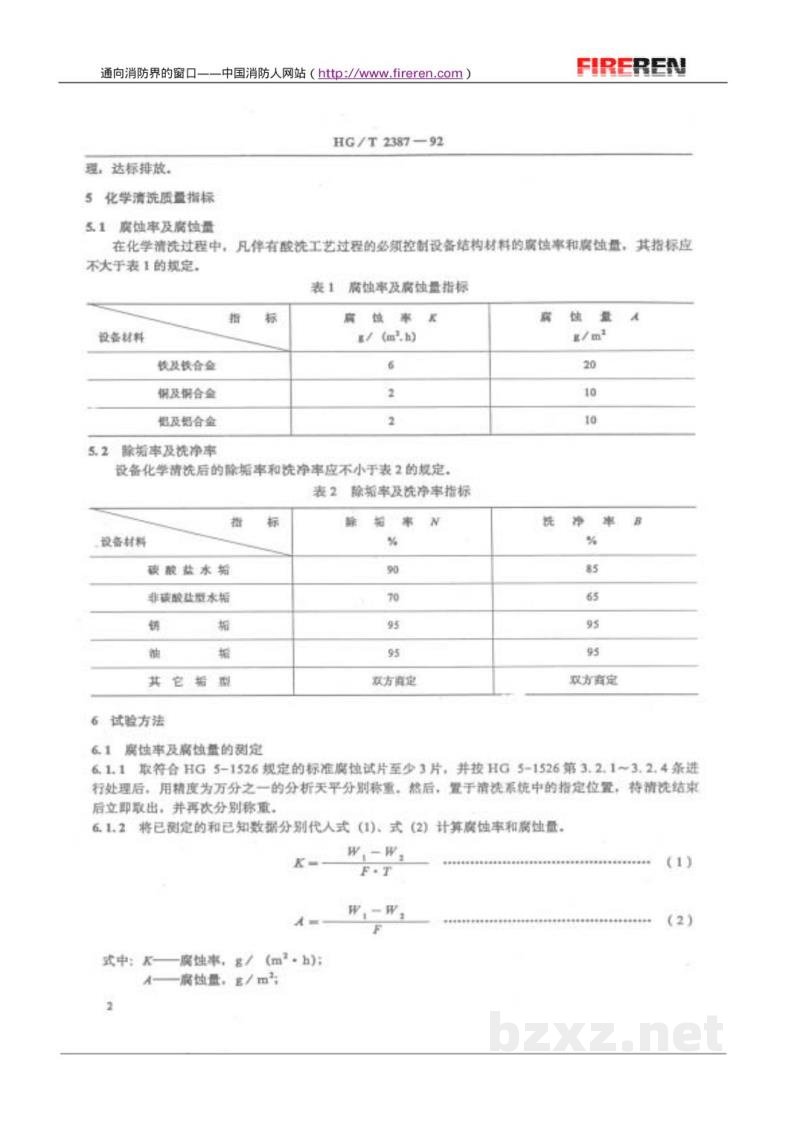 HG/T 2387-1992工业设备化学清洗质量标准 