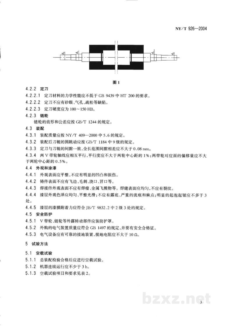 NY/T 926-2004天然橡胶初加工机械 撕粒机 NY/T 926-2004天然橡胶初加工机械 撕粒机