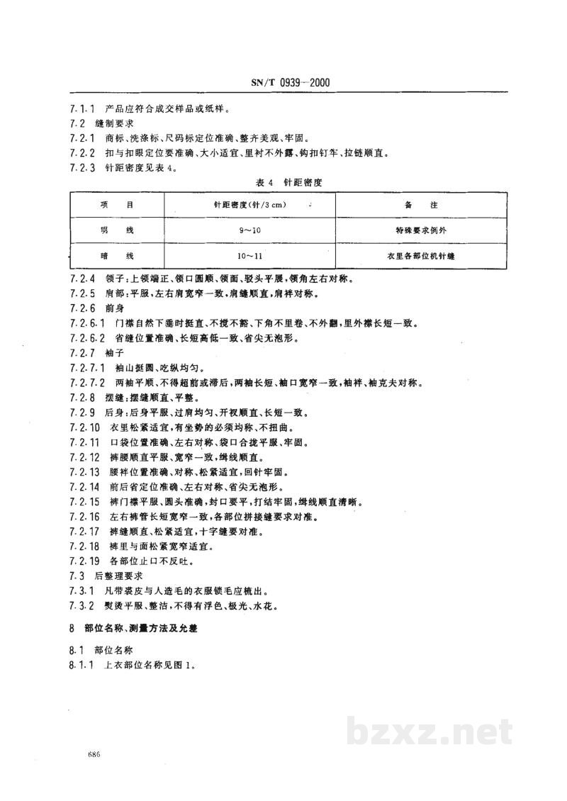 SN/T 0939-2000进出口猪二层绒面革服装检验规程 SN/T 0939-2000进出口猪二层绒面革服装检验规程